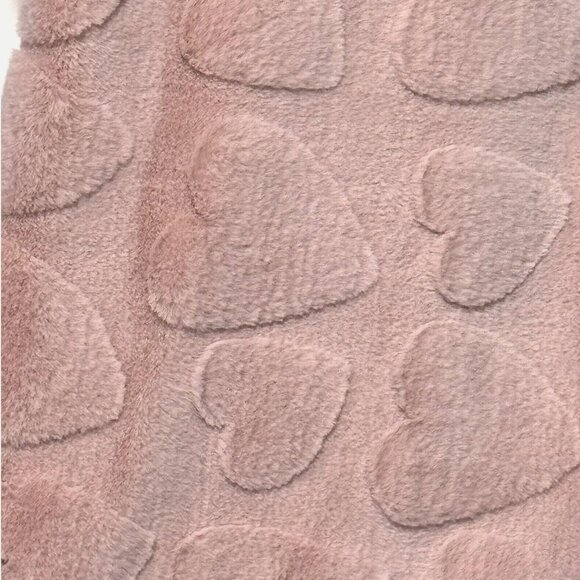 Rachel Zoe Raised Hearts Mauve Pink Faux Fur Throw Blanket Soft Valentine's Day - Picture 3 of 7
